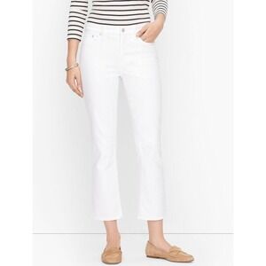 Talbots Jeans Womens 12P White Crop Flare Stretch Denim Petite
